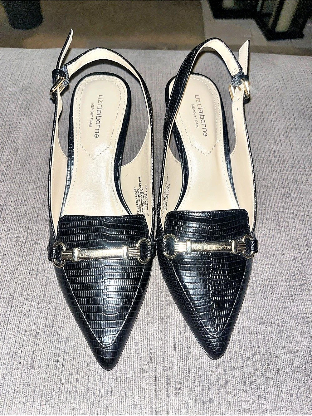 Liz Claiborne LC Queensboro Pointed Toe Slingback Heels in Black